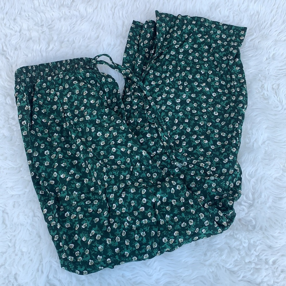 Vintage gouchos flowy pants green floral 90s y2k beach fairy grunge skate